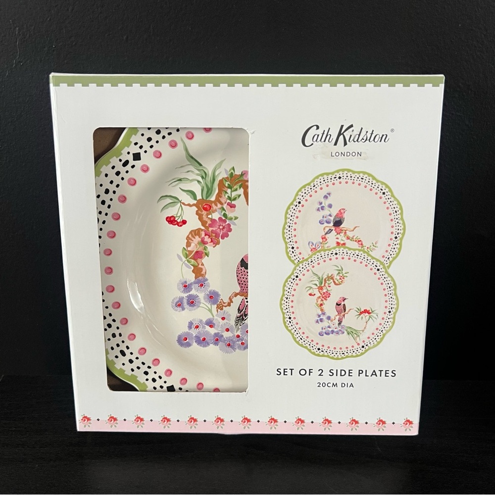 NEW Cath Kidston Birds Tea for Two 2-pc Small Plate Set